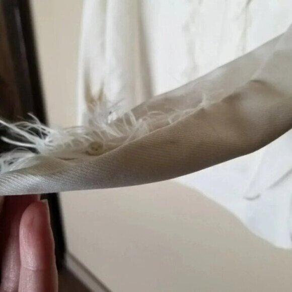 Helmut Lang Silk Feather Trim Tunic Blouse S - Picture 11 of 15